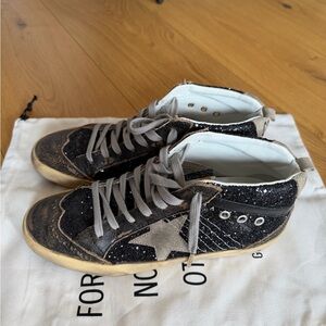 Golden Goose midstar Black Glitter Sneakers